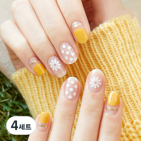 젤리넬리 네일스티커, 옐로데이지, 4세트