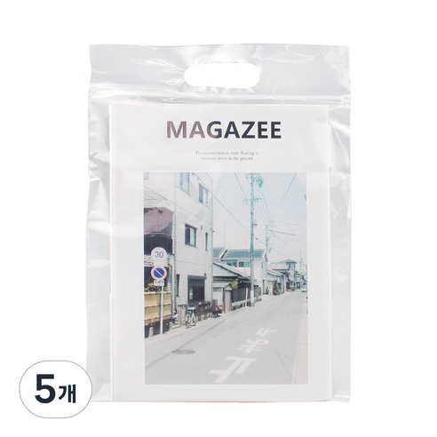 PE 지퍼 비닐쇼핑백 25호 25 x 30 + 5 cm 50p, 투명, 5개