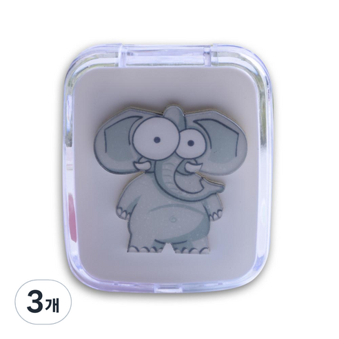 라이프포인트 동물캐릭터 렌즈케이스, 코끼리, 3개