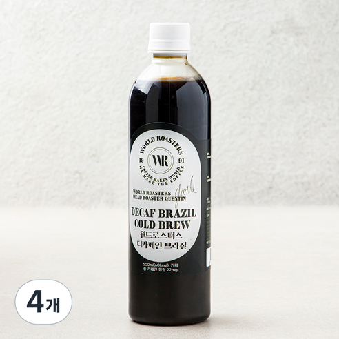 월드로스터스 디카페인 브라질 콜드브루 커피, 500ml, 4개