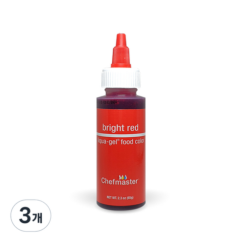셰프마스터 리쿠아젤 식용색소 브라이트 레드, 65g, 3개
