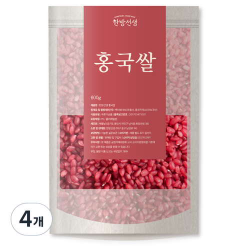 한방선생 홍국쌀 특품, 600g, 4개