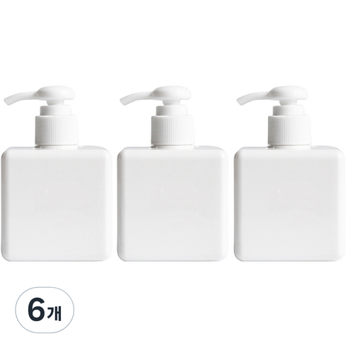 샴푸 바디클렌저 펌프 욕실 공병 용기 250ml, 화이트, 6개