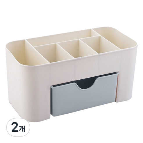 아뚜 다용도 서랍 화장품 책상 수납 정리함, 블루, 2개