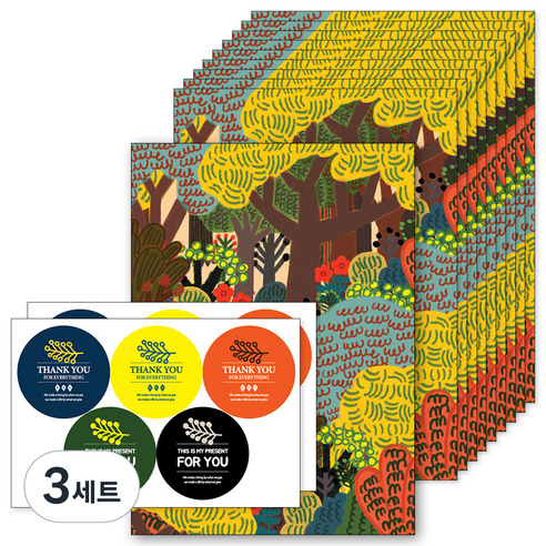 앤캐비넷 선물봉투 10p + 스티커 2p 세트, 폴, 3세트