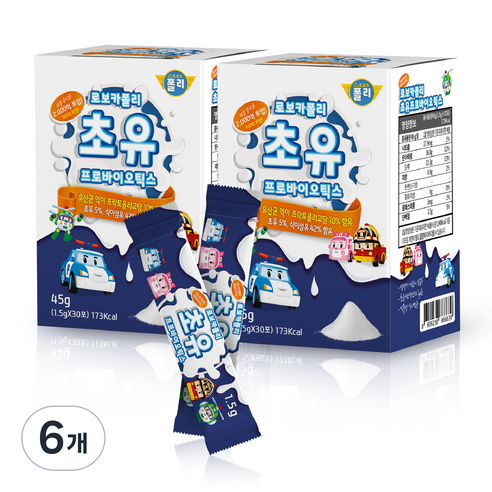 로보카폴리 초유 프로바이오틱스 유산균 30p, 45g, 6개