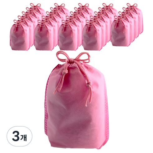 부직포 복주머니 더스트백 20 x 27 cm 25p, 핑크, 3개