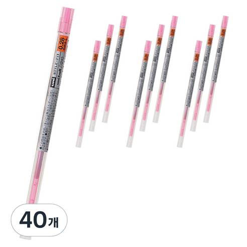 유니볼 시그노 스타일핏트 젤잉크 리필심 0.28mm UMR-109, 로즈핑크, 40개