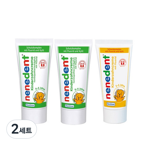 네네덴트 어린이불소치약 멘톨프리 딸기향 50ml + 사과향 50ml x 2p, 150ml, 2세트