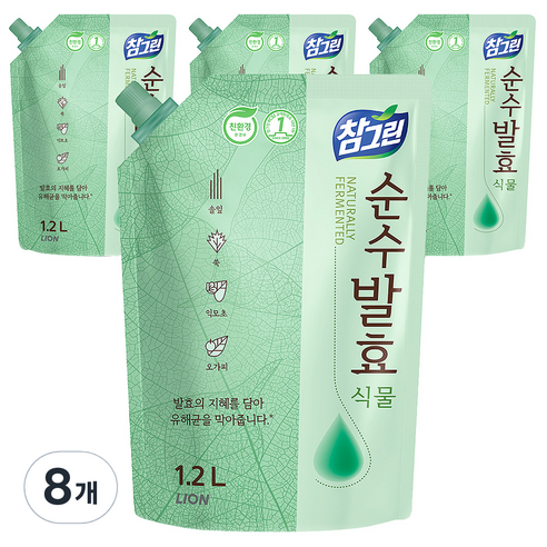 참그린 순수발효 식물 주방세제, 1.2L, 8개