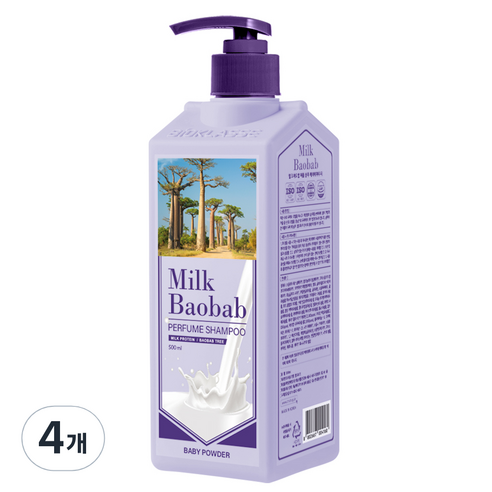 밀크바오밥 퍼퓸샴푸 베이비파우더향, 500ml, 4개