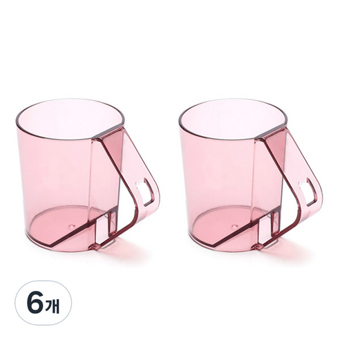 쏠트홍 거꾸로 물빠짐 양치컵 칫솔 거치대, 핑크투명, 6개