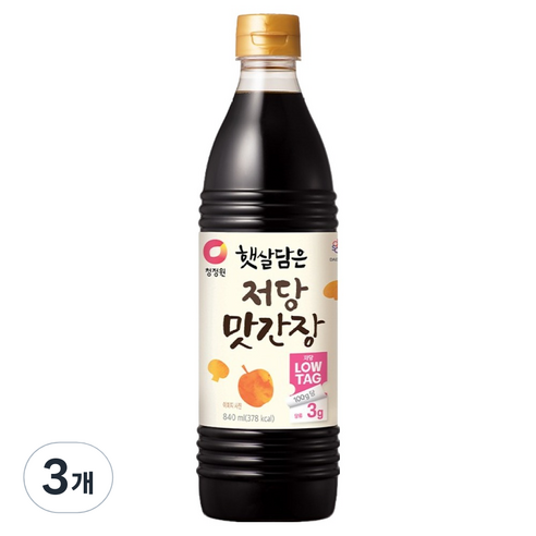 대상 청정원 햇살담은 저당 맛간장, 3개, 840ml