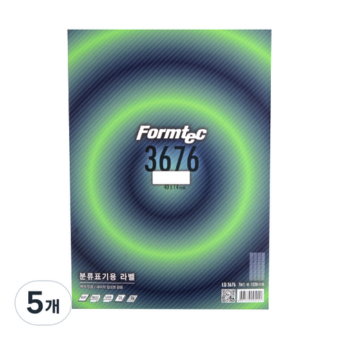 폼텍 분류표기용 전산라벨 LQ-3676 40 x 14 mm 20p, 76칸, 5개