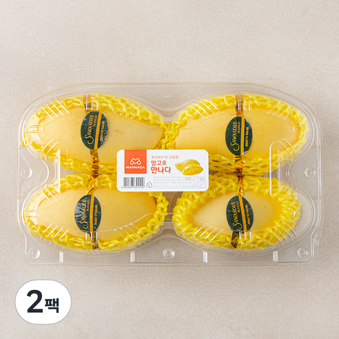 만나다 태국산 망고 4개입, 1.3kg, 2팩