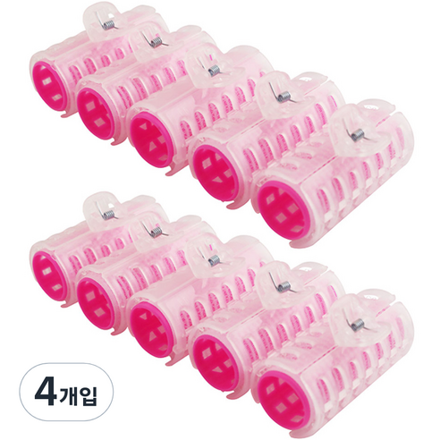 세븐스타 집게 헤어롤 5p, 롤(핑크), 집게(투명), 4개