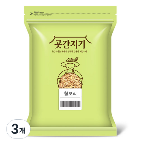 곳간지기 찰보리, 4kg, 3개