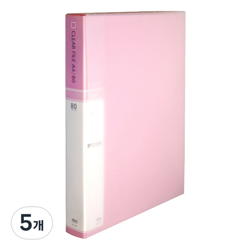 현풍화일 A4 클리어화일 80매, 분홍색, 5개