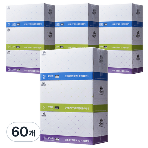 코멧 천연펄프 미용티슈, 230매, 60개