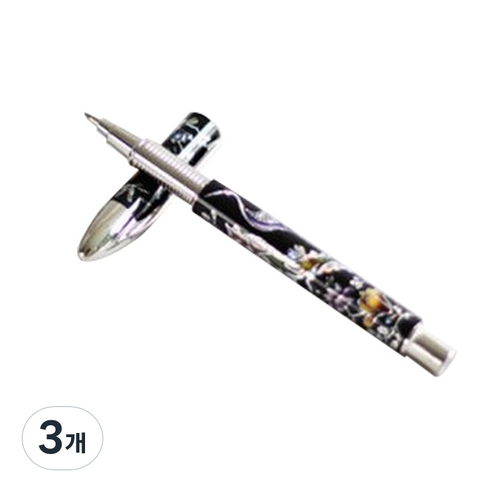팔복상회 전통 문양 천연자개 볼펜, 블랙, 3개