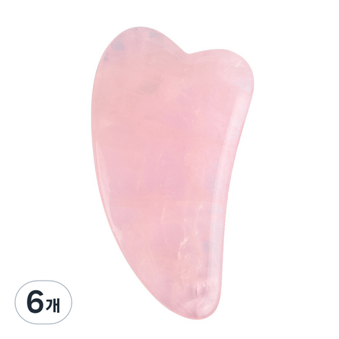 천연 로즈쿼츠 하트 괄사, 6개, 혼합색상