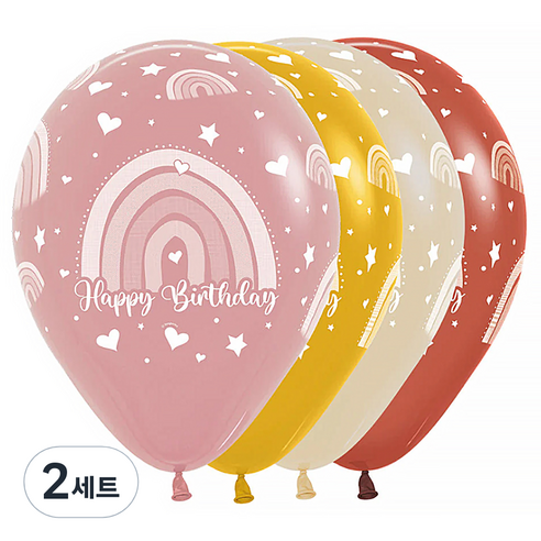 셈퍼텍스 생일 보헤미안레인보우 풍선 30cm 20종 세트, 혼합색상, 2세트