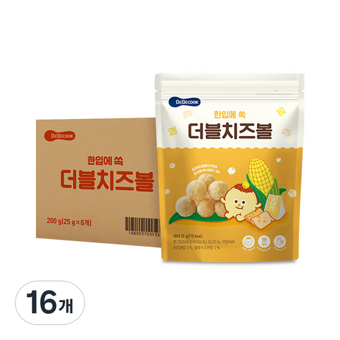 베베쿡 더블치즈볼 과자, 16개, 더블치즈