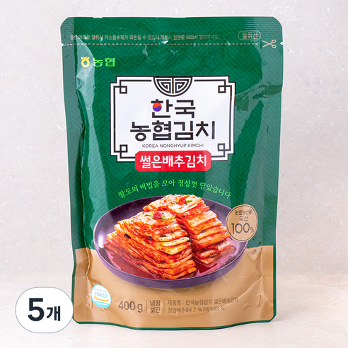 한국농협김치 썰은배추김치, 400g, 5개