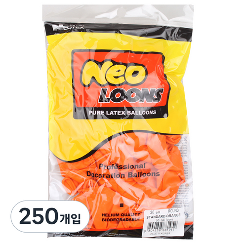 네오텍스 30cm 라운드풍선, 스탠다드 오렌지, 5개