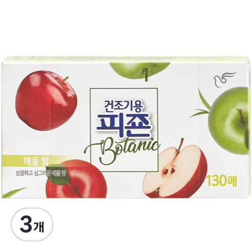 피죤 건조기용 보타닉 시트 섬유유연제 애플밤, 3개, 130매