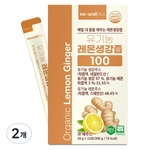 내츄럴플러스 유기농 레몬생강즙 100 15p, 300g, 2개