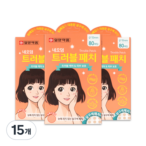 일양약품 네오덤 트러블 패치 원형 살구색, 80개입, 15개
