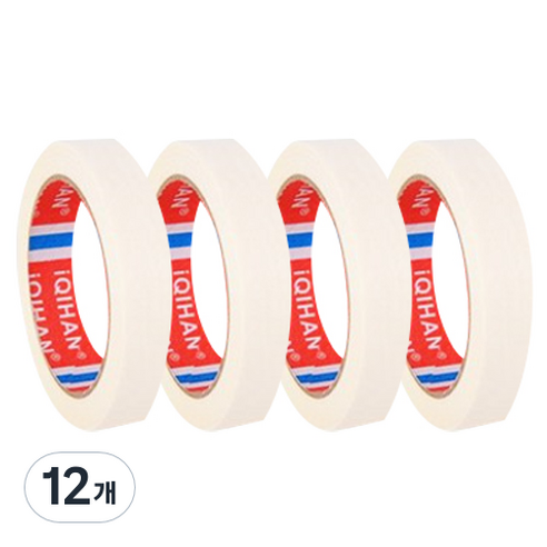 iQIHAN 칼라 마스킹 테이프 흰색 25 mm x 20 m, 12개