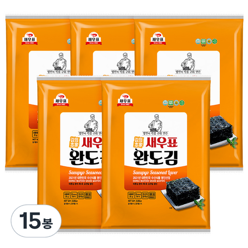 새우표 완도 오리지널 전장김, 25g, 15개
