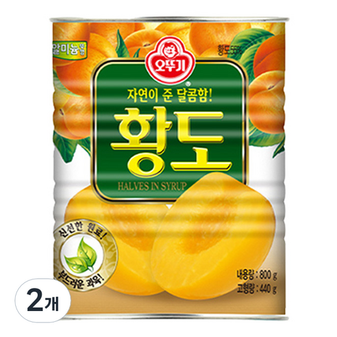 황도캔 오뚜기 황도 반절 통조림, 800g, 2개 Best Top5