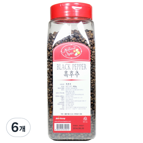 내츄럴스파이스 흑후추, 450g, 6개