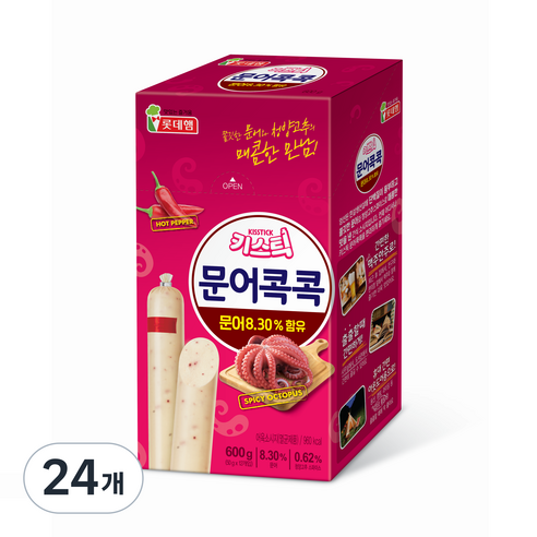 롯데웰푸드 키스틱 매콤문어 간식 소시지, 600g, 2개