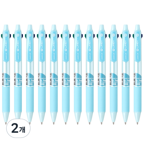 라인플러스 M4 4색볼펜 0.7mm 12p, 스카이블루, 2개