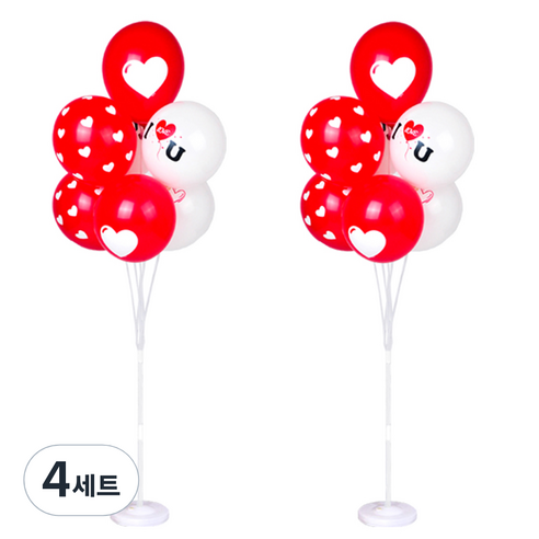 파티쇼 풍선꽂이 장식 세트 130cm, 러브러브혼합, 4세트