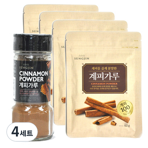 성진 계피 가루 병 45g + 지퍼형 60g x 4p 세트, 4세트, 285g