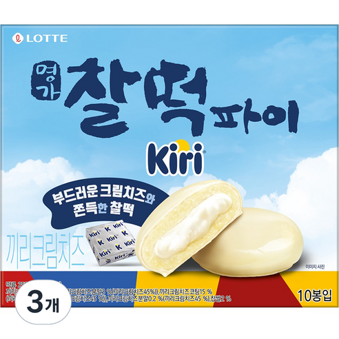 롯데웰푸드 찰떡파이 끼리크림치즈 10p, 250g, 3개