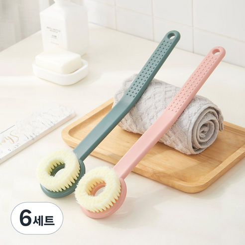 모나코올리브 커브드 밀착 바디브러시 2종 세트, 인디핑크 + 카키그린, 6세트