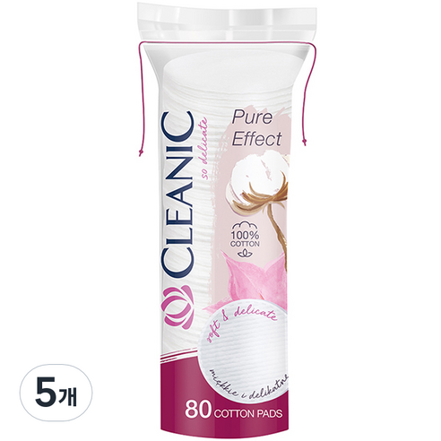 클레아닉 퓨어 이펙트 소프트 터치 화장솜, 80개입, 5개