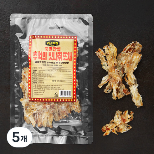 리프레쉬 국민간식 추억의 맛나쥐포채, 100g, 5개