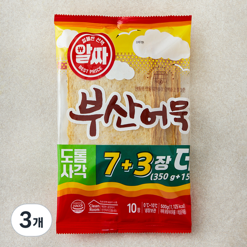 한성기업 알짜 부산어묵 도톰 사각 10장, 500g, 3개