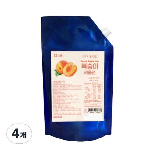 오붐 복숭아 리플잼, 4개, 1kg