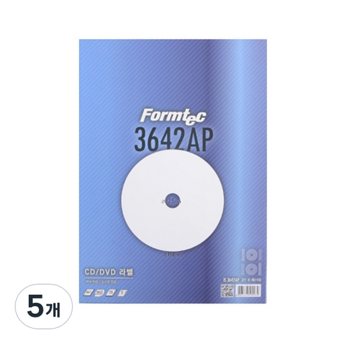 폼텍 CD/DVD 전산라벨지 20매 IS-3642AP, 2칸, 5개