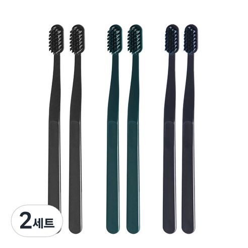 생활도감 이중미세모 칫솔 블랙 2p + 그린 2p + 블루 2p, 2세트, 6개