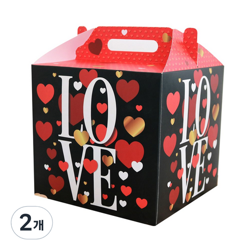 더줌커머스 대용량 선물 포장 박스 이벤트선물박스 러브 블랙 선물박스, 2개