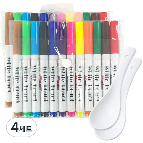 동아피엠에스 워터 보드마카 플로팅펜 12종 x 2p + 도구 2p 세트, 빨강, 핑크, 주황, 노랑, 연두, 초록, 하늘, 파랑, 보라, 연갈, 흑갈, 검정, 4세트